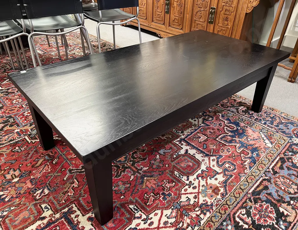Modern Ebonised Elm Rectangular Coffee Table Image 1++