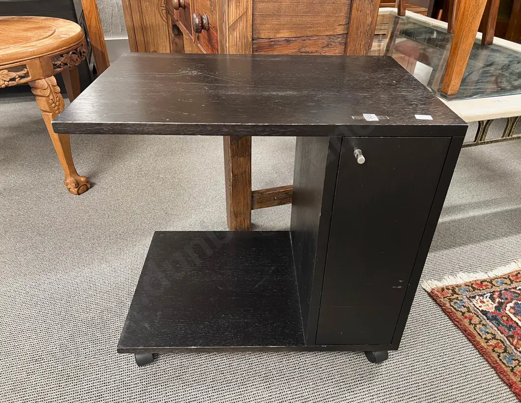 Modern Design Single Door Occasional Table on Castors Image 1++