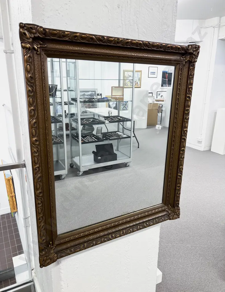 Large Rectangular Wall Mirror with Decorative Frame Image 1++