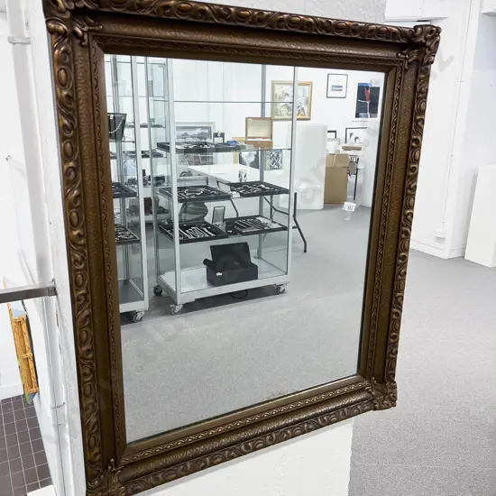 Large Rectangular Wall Mirror with Decorative Frame