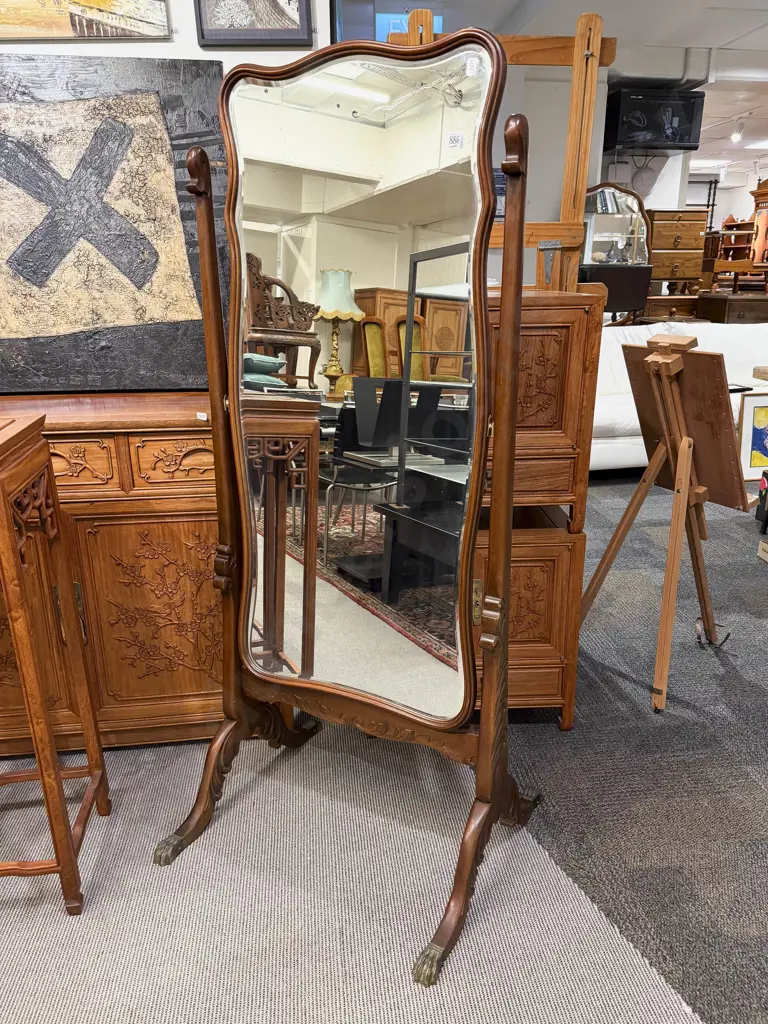 Reproduction Mahogany Cheval Mirror Image 1++