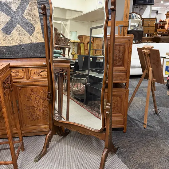 Reproduction Mahogany Cheval Mirror
