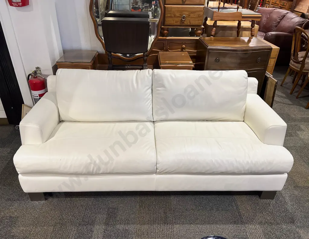 Natuzzi Cream Leather Three Seater Sofa Image 1++