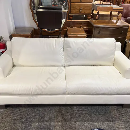 Natuzzi Cream Leather Three Seater Sofa