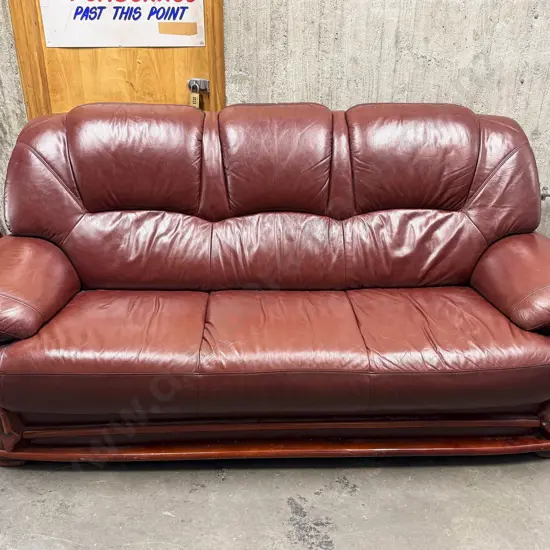 Timber Framed Leather Three Seater Sofa