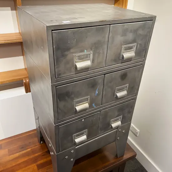 Six Drawer Metal File Drawer Unit on Stand