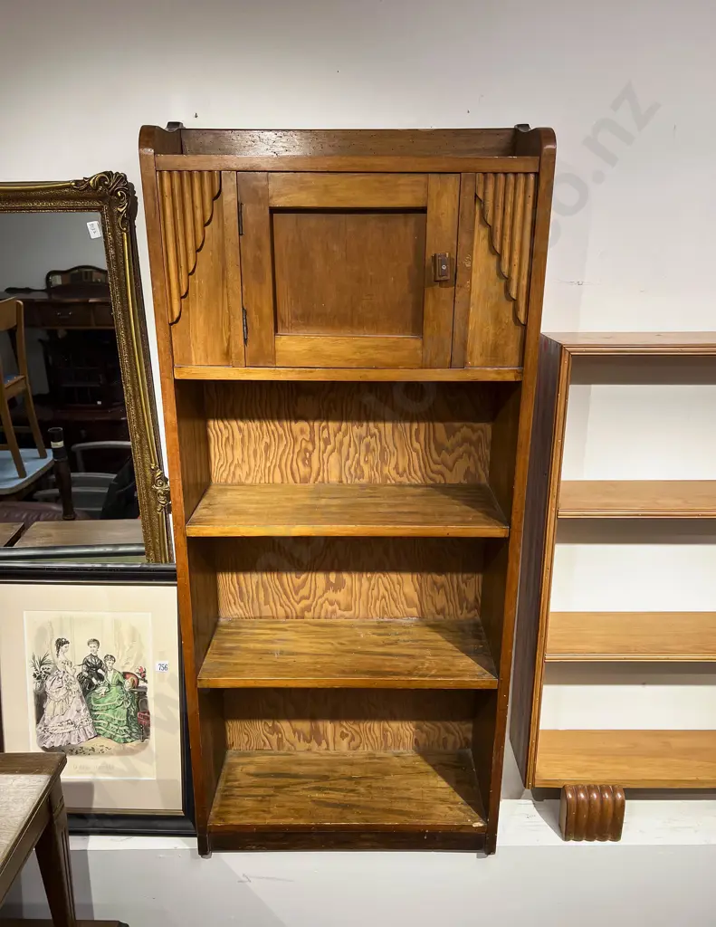 Kauri Bookcase with Cupboard to Top (Borer) Image 1++