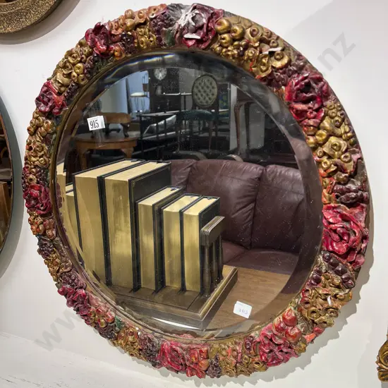 Circular Bevelled Edged "Barbola" Mirror