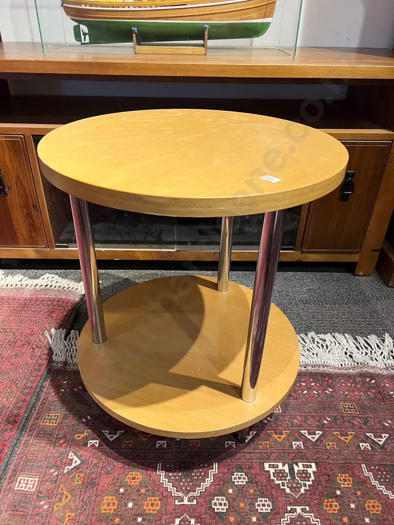 Modern Circular Two Tier Side Table Image 1++