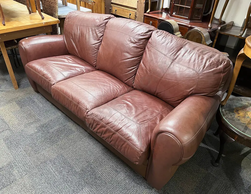 Leather Three Seater Sofa Image 1++