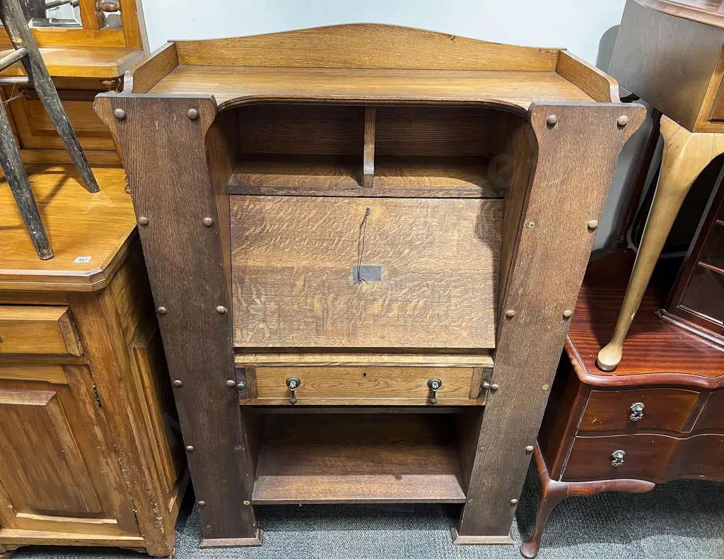 Arts & Crafts Oak Escritoire Image 1++