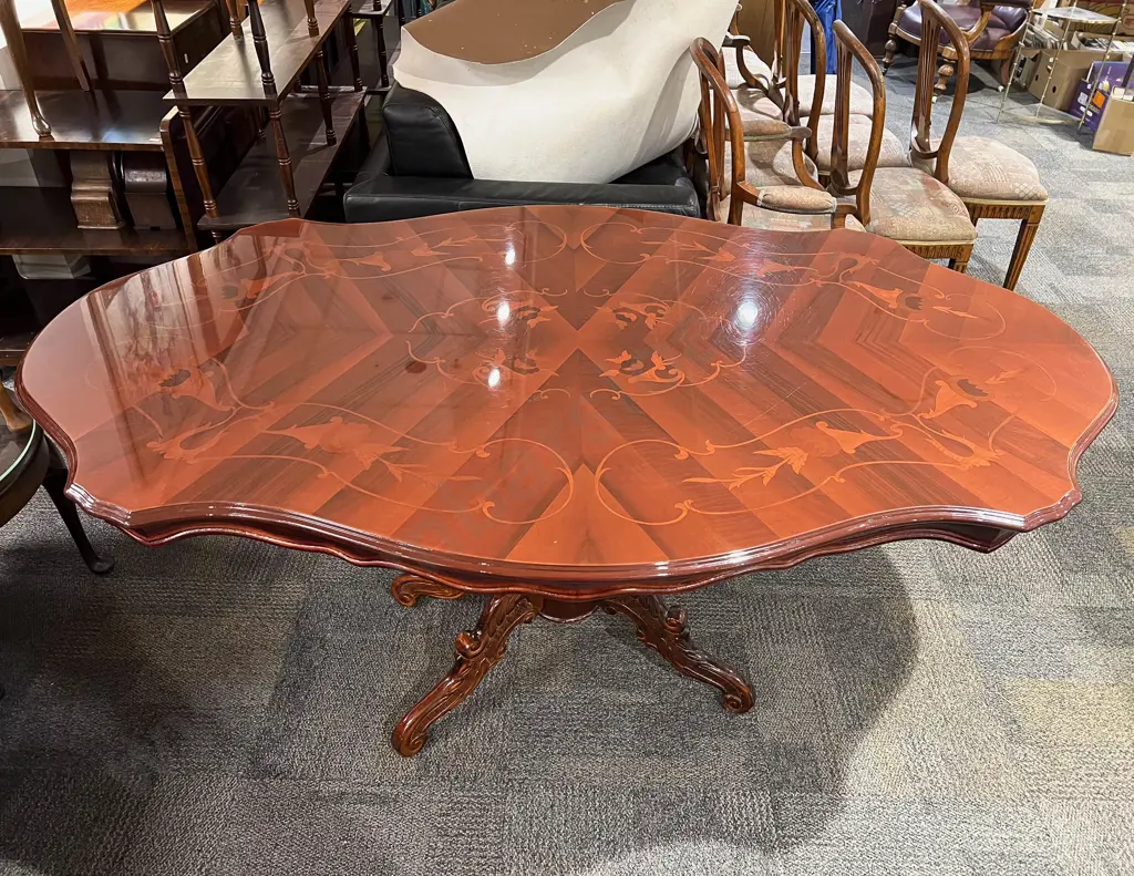 Reproduction Inlaid Dining Table Image 1++