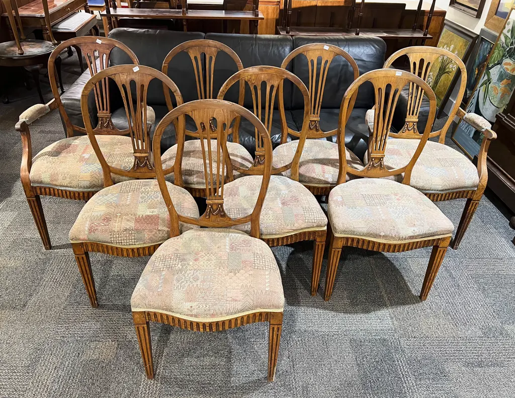 Set of Eight Dutch Elm Dining Chairs Image 1++
