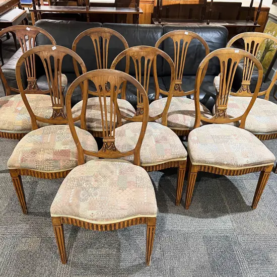 Set of Eight Dutch Elm Dining Chairs