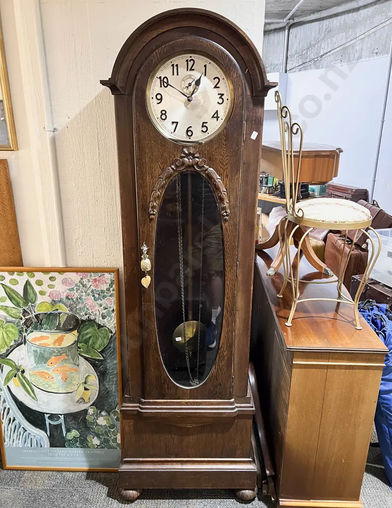 Oak Art Deco Long Case Clock Image 1++