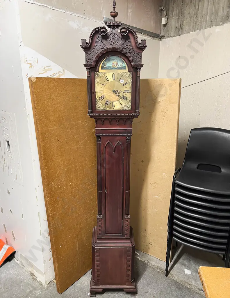 An Attractive Georgian Style Mahogany Long Case Clock Image 1++