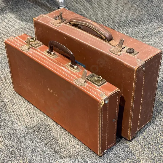 Two Small Leather Suitcases