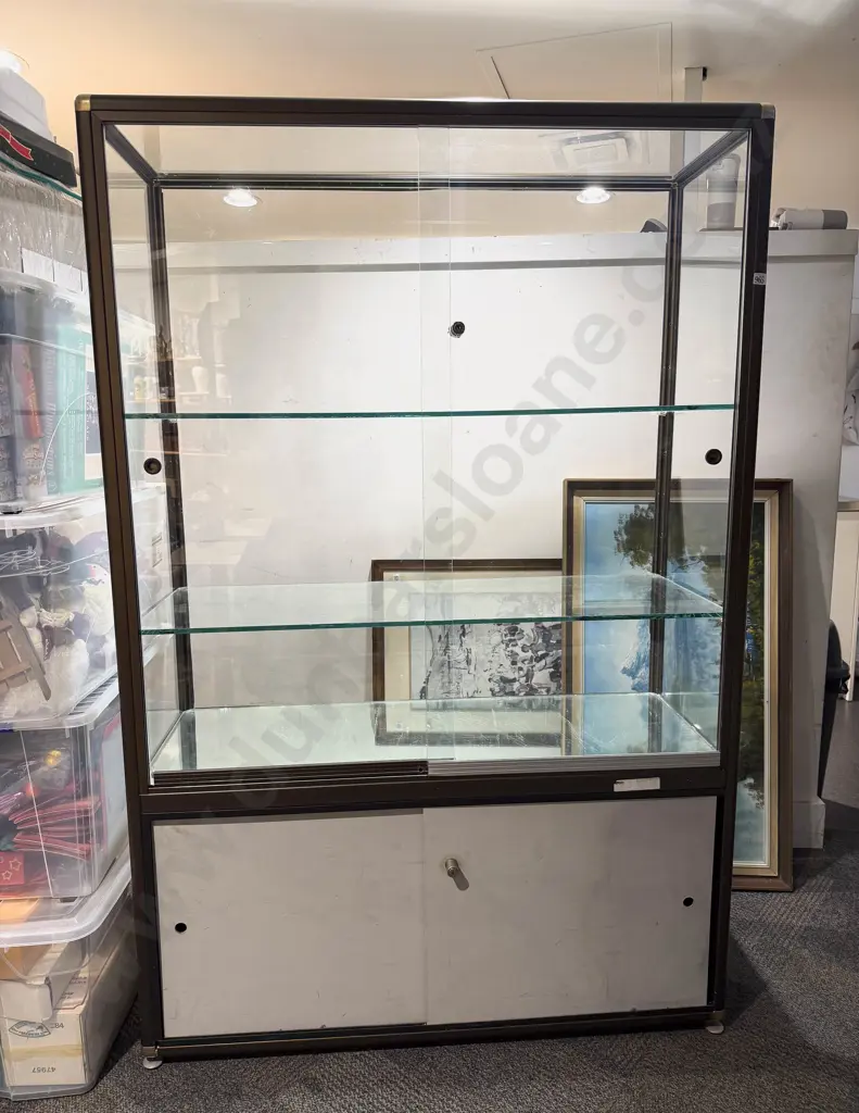 Glazed Display Cabinet with Glass Shelving Image 1++