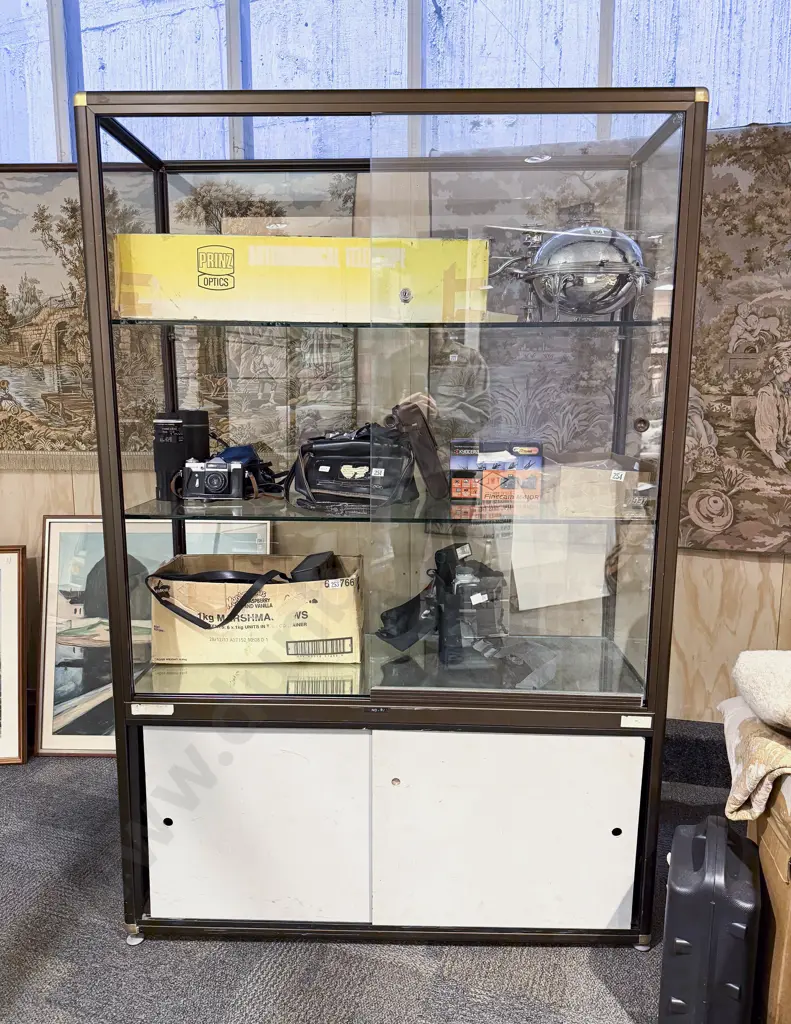 Glazed Display Cabinet with Glass Shelving Image 1++