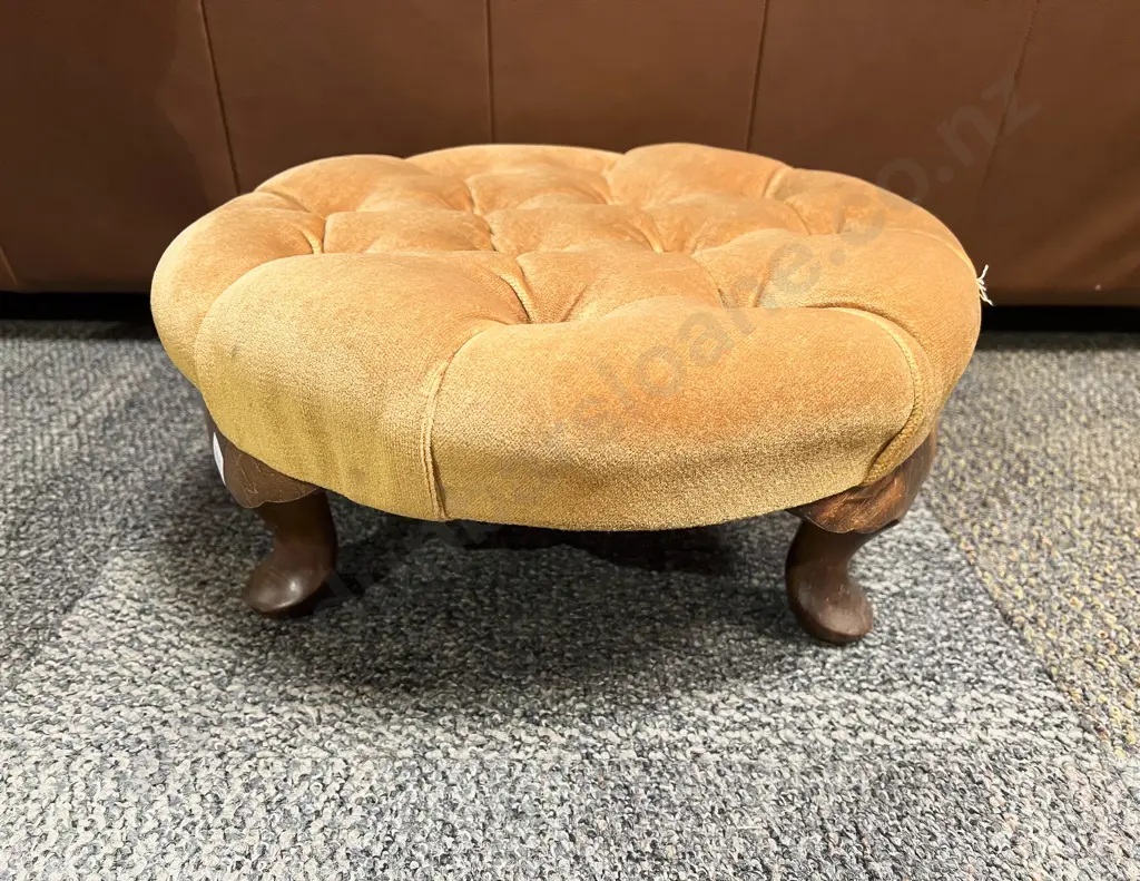 Buttoned Circular Footstool Image 1++