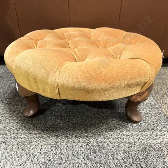 Buttoned Circular Footstool
