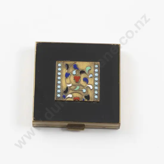 Art Deco Volupte Enamel Floral Design Powder Compact