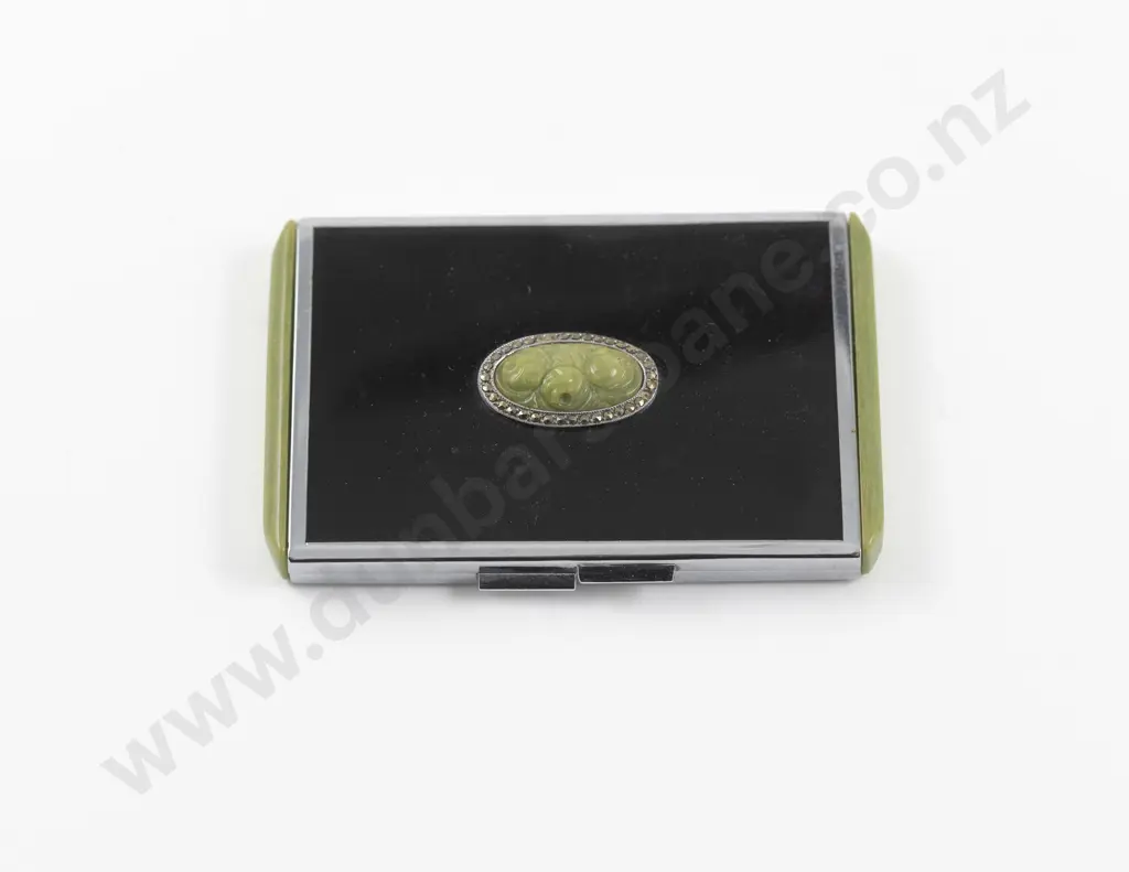 Art Deco Enamel and Synthetic Resin Powder Compact Image 1++