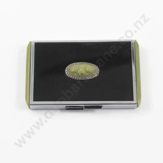 Art Deco Enamel and Synthetic Resin Powder Compact