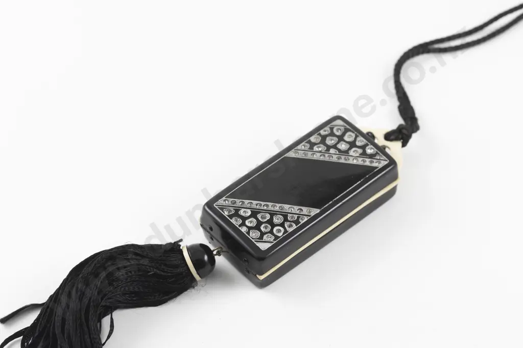 Art Deco Celluloid and Rhinestone Dance Compact Flapper Purse Image 1++