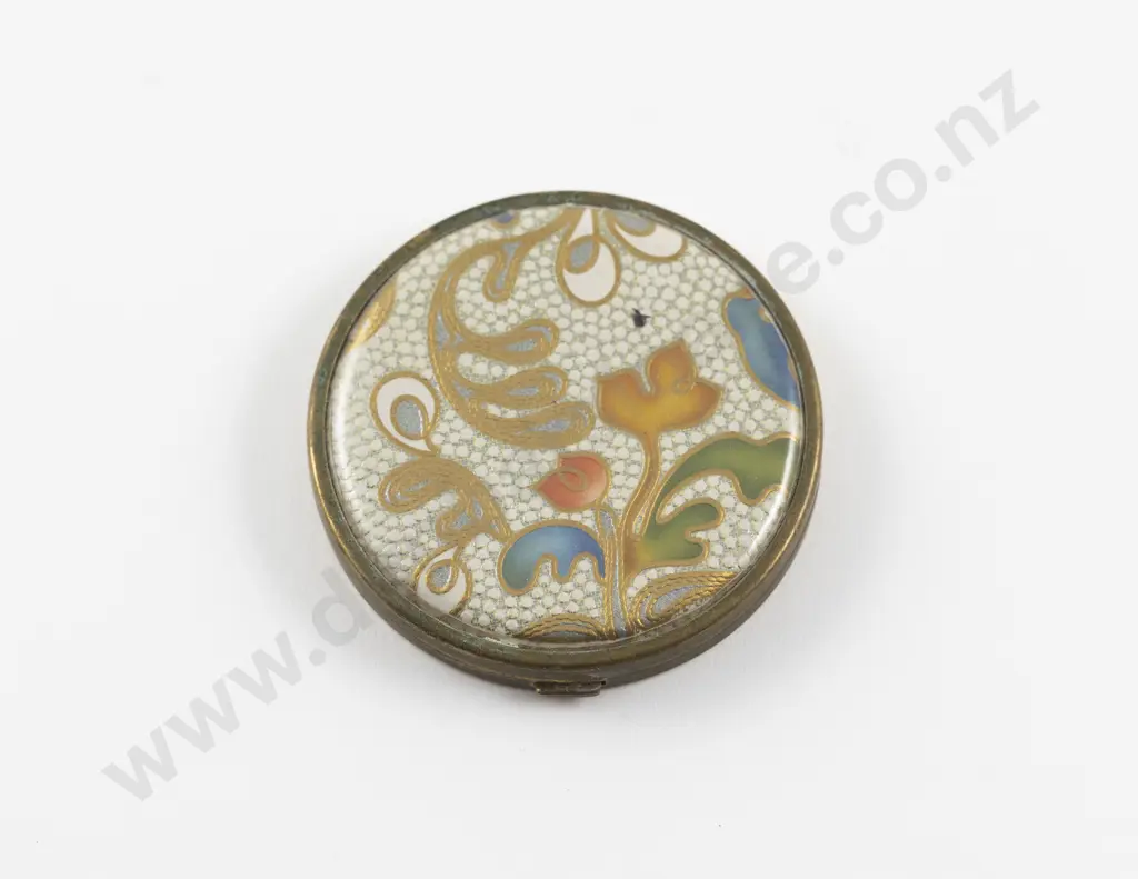 1940s Coty Hand Painted Floral Powder Compact Image 1++
