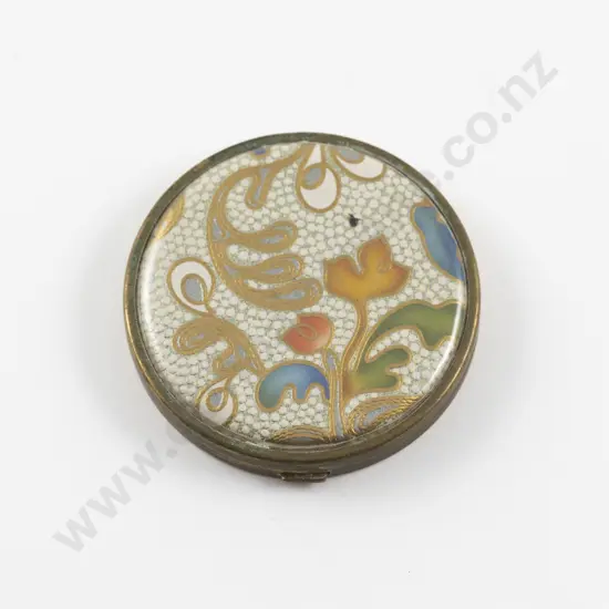 1940s Coty Hand Painted Floral Powder Compact