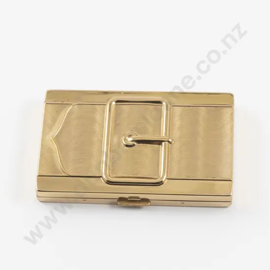 1950s Coty Gold Plated Textured Double Vanity Buckle Compact