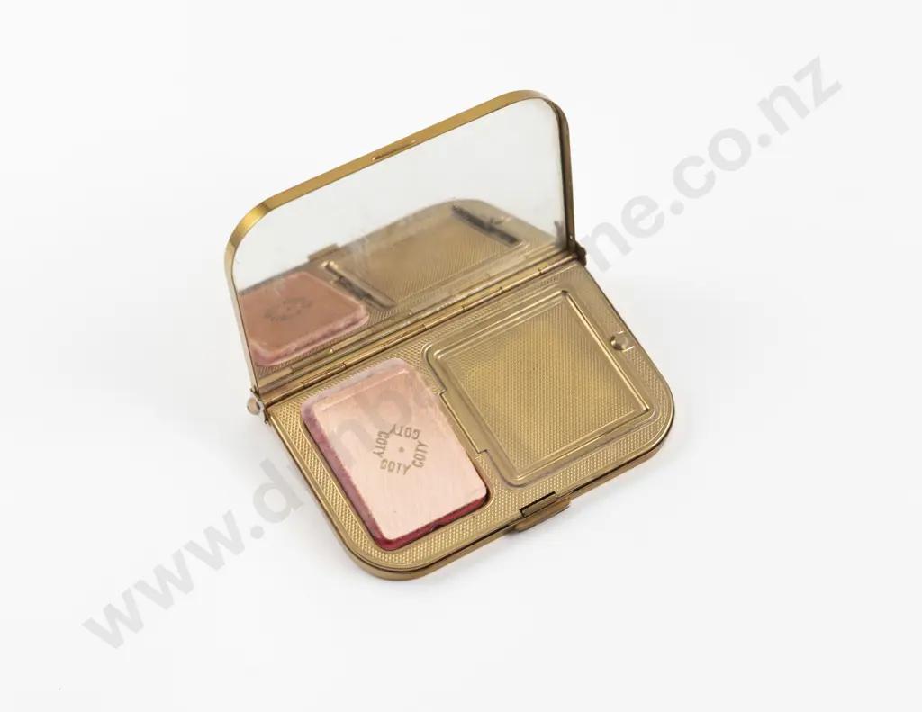 1940s Coty Gold Plated and Enamel 'Sleigh Bell' Vanity Compact Image 1++