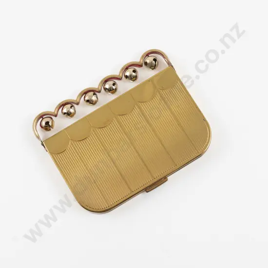 1940s Coty Gold Plated and Enamel 'Sleigh Bell' Vanity Compact