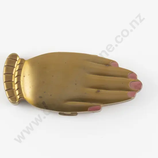 1940s Volupte 'Golden Gesture' Hand Shaped Powder Compact