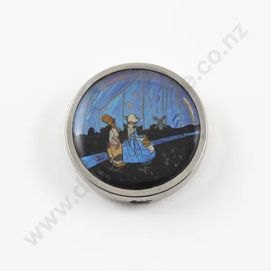 1930s Butterfly Wing Decorated Powder Compact