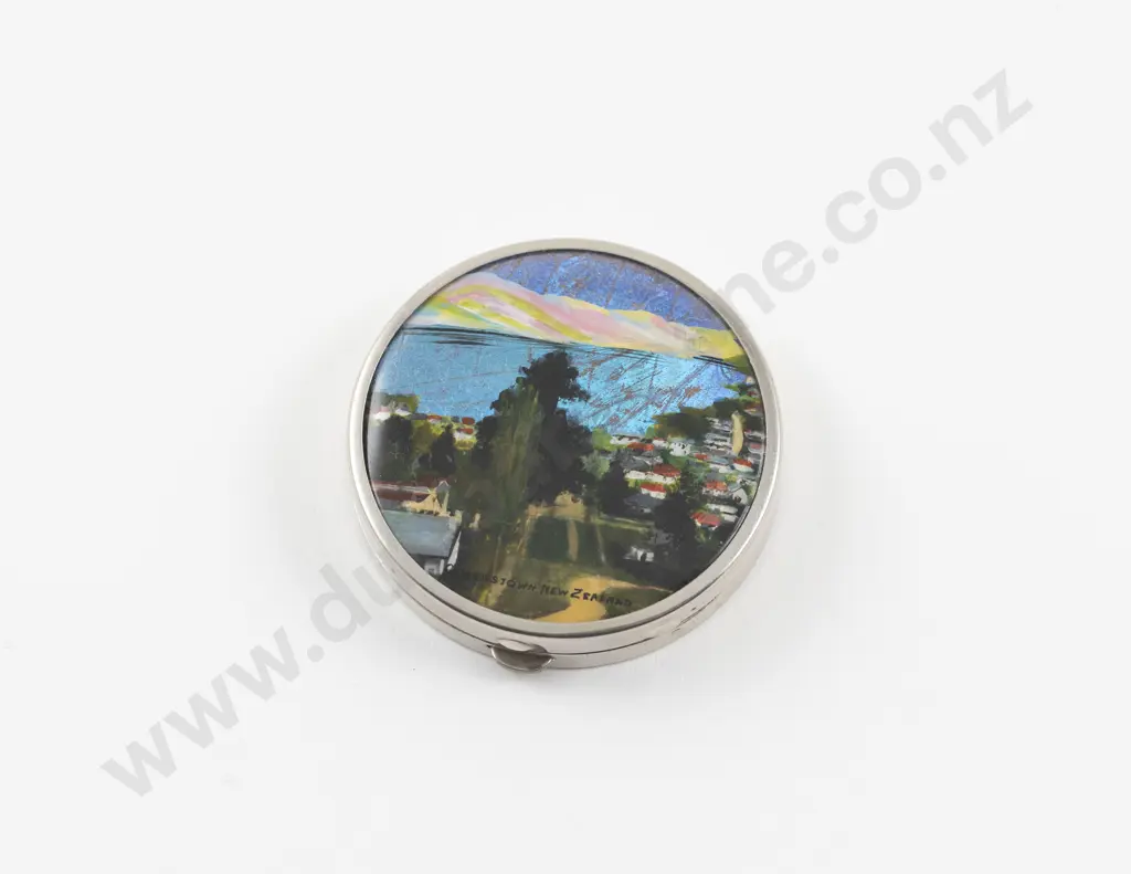 1930s Butterfly Wing Scenic Queenstown Powder Compact Image 1++