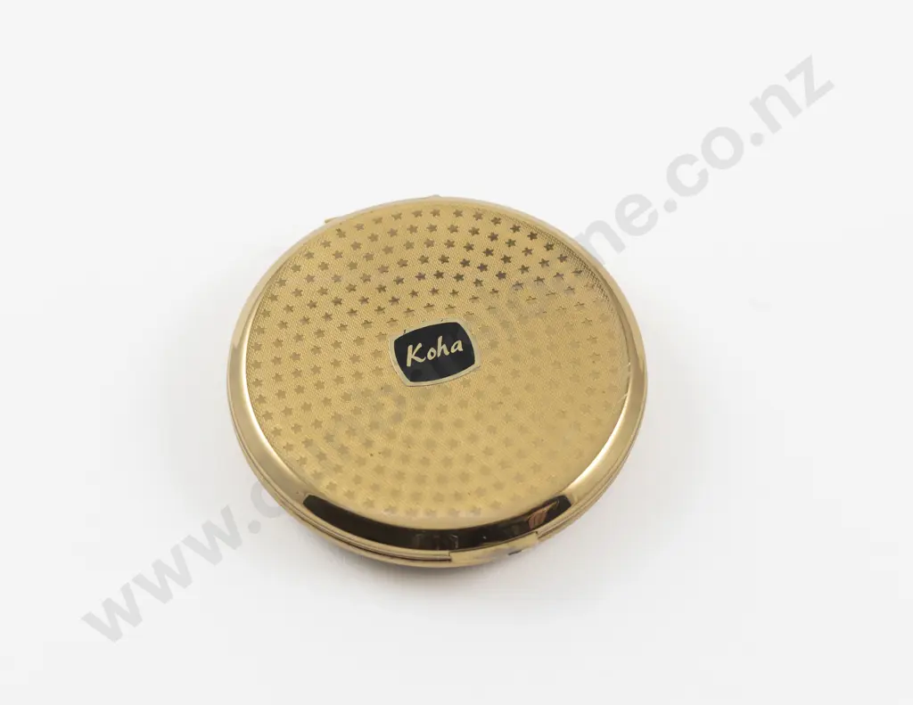 Vintage Stratton Gold Plated Kiwi Emblem Paua Powder Compact Image 1++