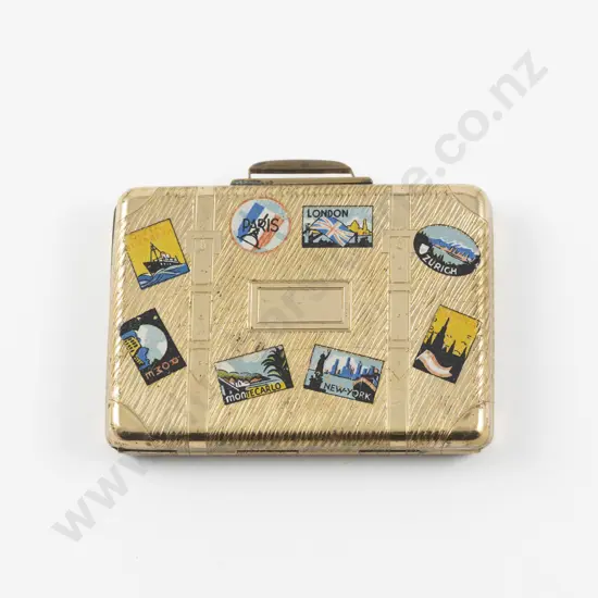 1950s Kigu of London 'Bon Voyage' Suitcase Powder Compact