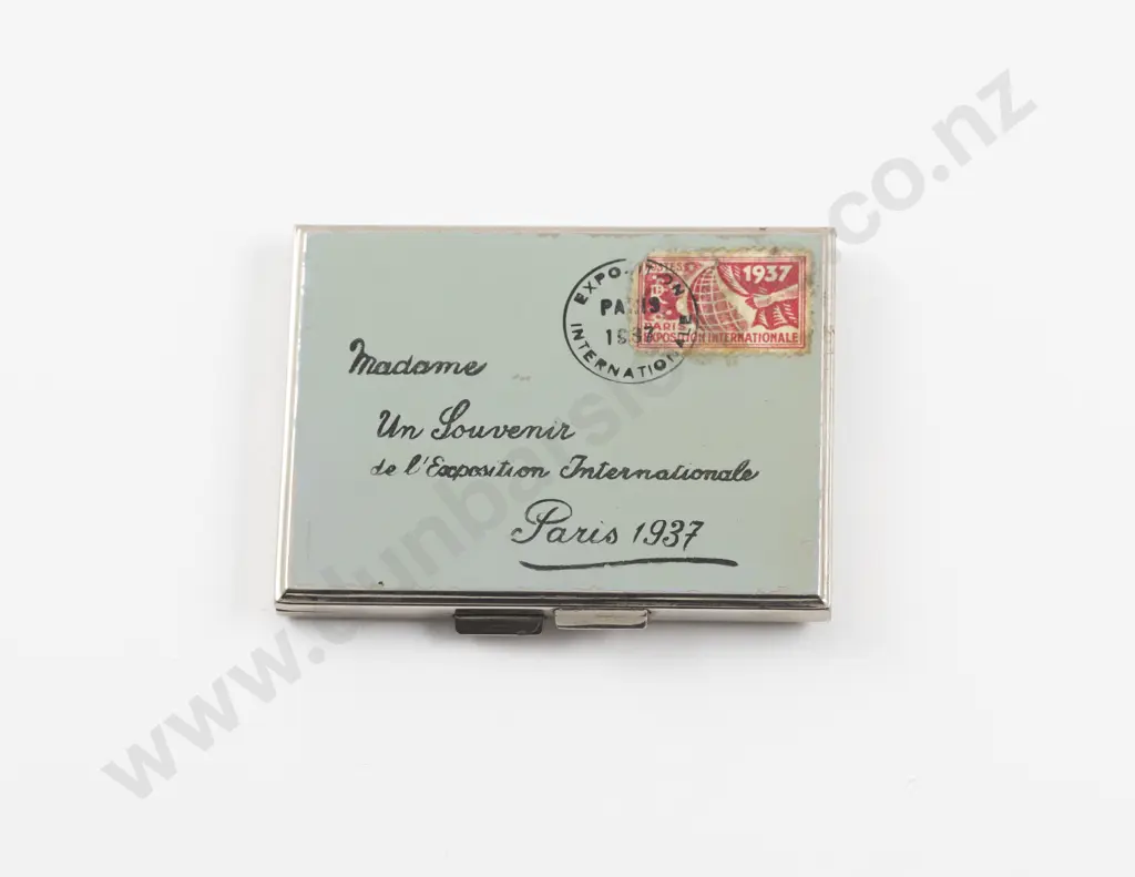 1937 Paris Exposition Internationale Souvenir Envelope Powder Compact Image 1++
