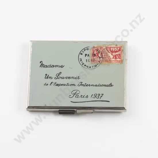 1937 Paris Exposition Internationale Souvenir Envelope Powder Compact