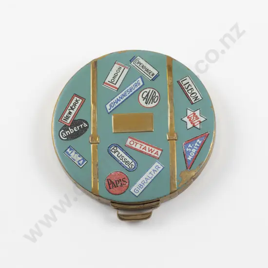 Mid 20th Century Pygmalion 'Happy Landing' Enamel Powder Compact