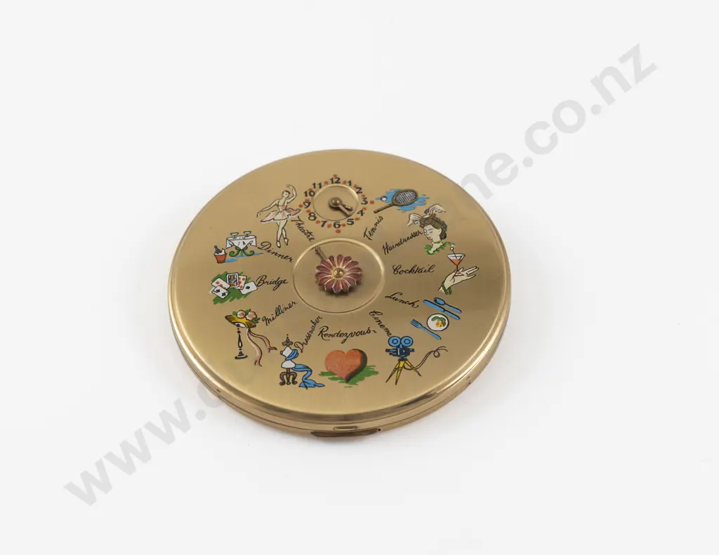 1950s Le Rage 'Rendez-vous' 'Dial a Date' Powder Compact Image 1++