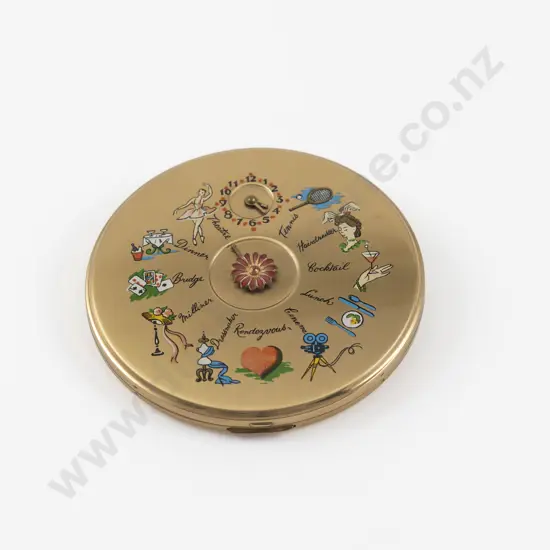 1950s Le Rage 'Rendez-vous' 'Dial a Date' Powder Compact