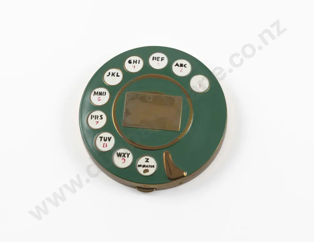Vintage Salvador Dali Enamel Telephone Dial Powder Compact Image 1++