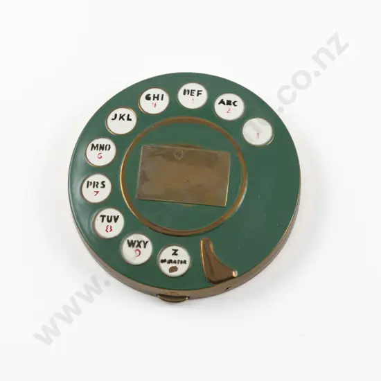 Vintage Salvador Dali Enamel Telephone Dial Powder Compact