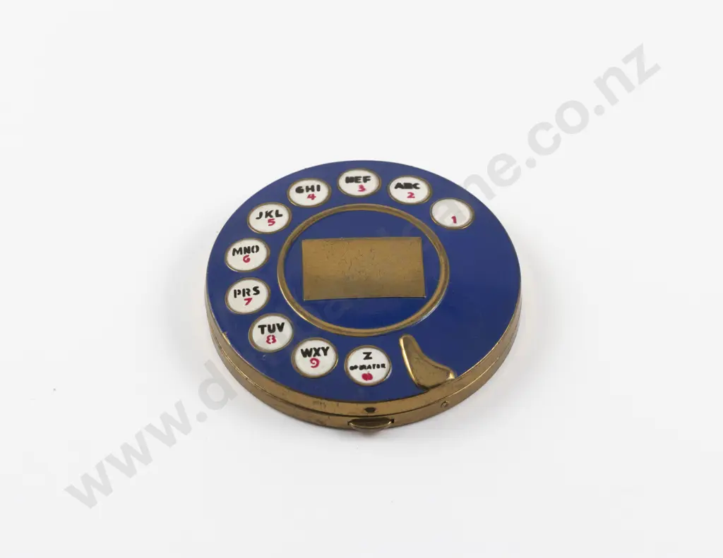 Vintage Salvador Dali Enamel Telephone Dial Powder Compact Image 1++