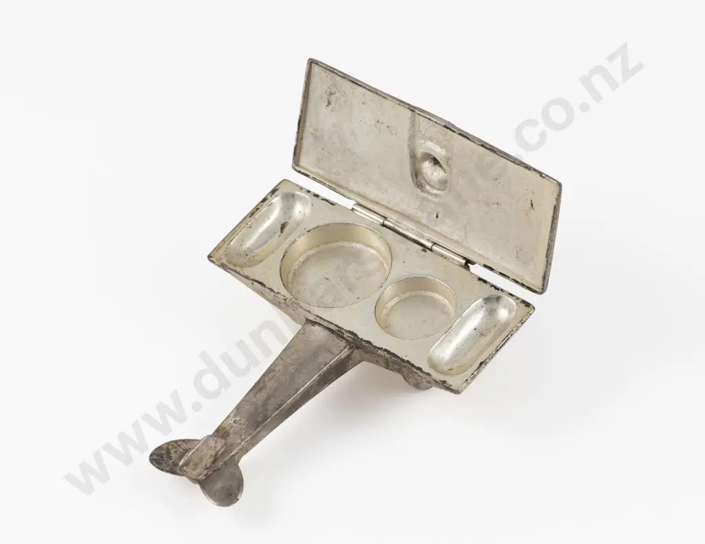 1920s The Widlich Bros. Co Silver Plated Aeroplane Vanity Compact Image 1++