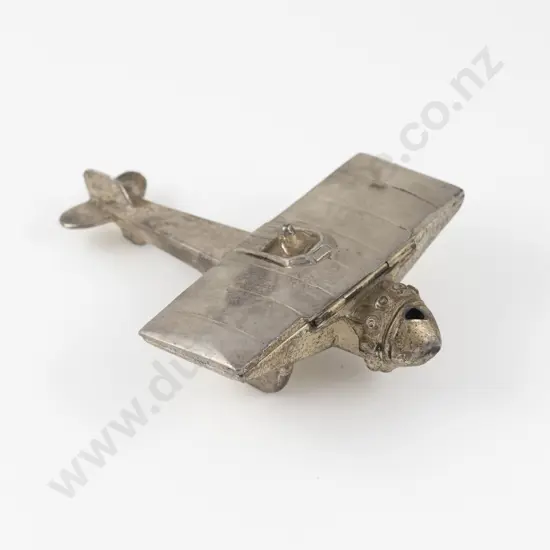1920s The Widlich Bros. Co Silver Plated Aeroplane Vanity Compact