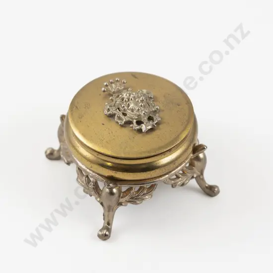 Vintage Ornate Brass Dresser Box Powder Compact